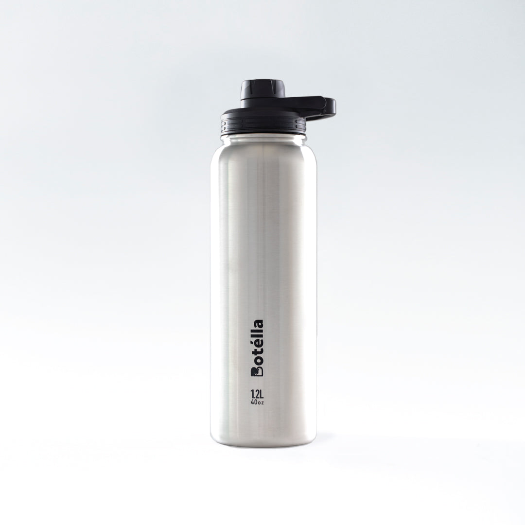 40oz Silver Stainless Steel Flask